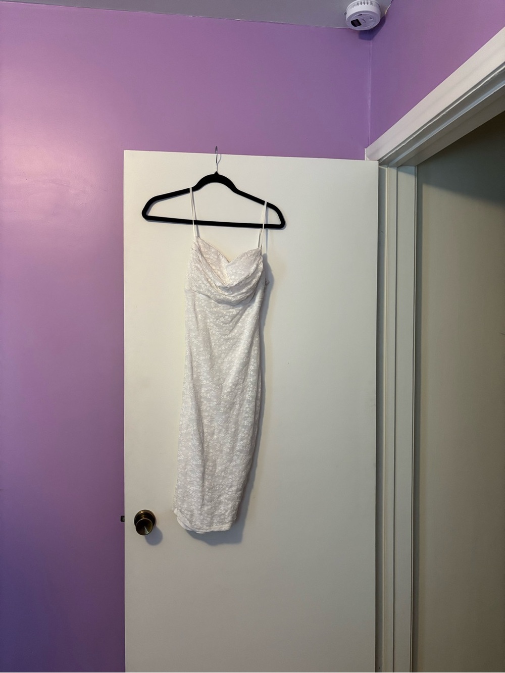 January 7 White Lace Cowl-Neck Midi Dress